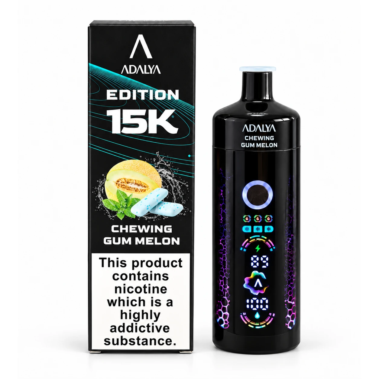 Adalya 15K - Chewing Gum Melon, produit et emballage