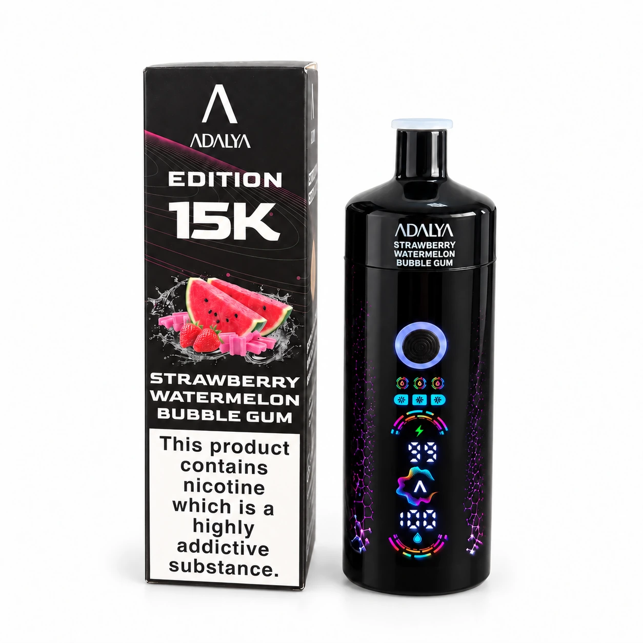 Adalya 15K - Strawberry Watermelon Bubble Gum, produit et emballage